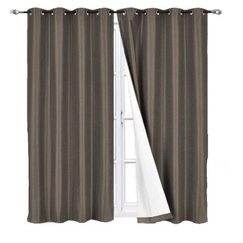 Blackout Room Darkening Window Curtains 2 Panels - Insulated, Noise Reducing, Thermal, Brown, 84 Inch Length