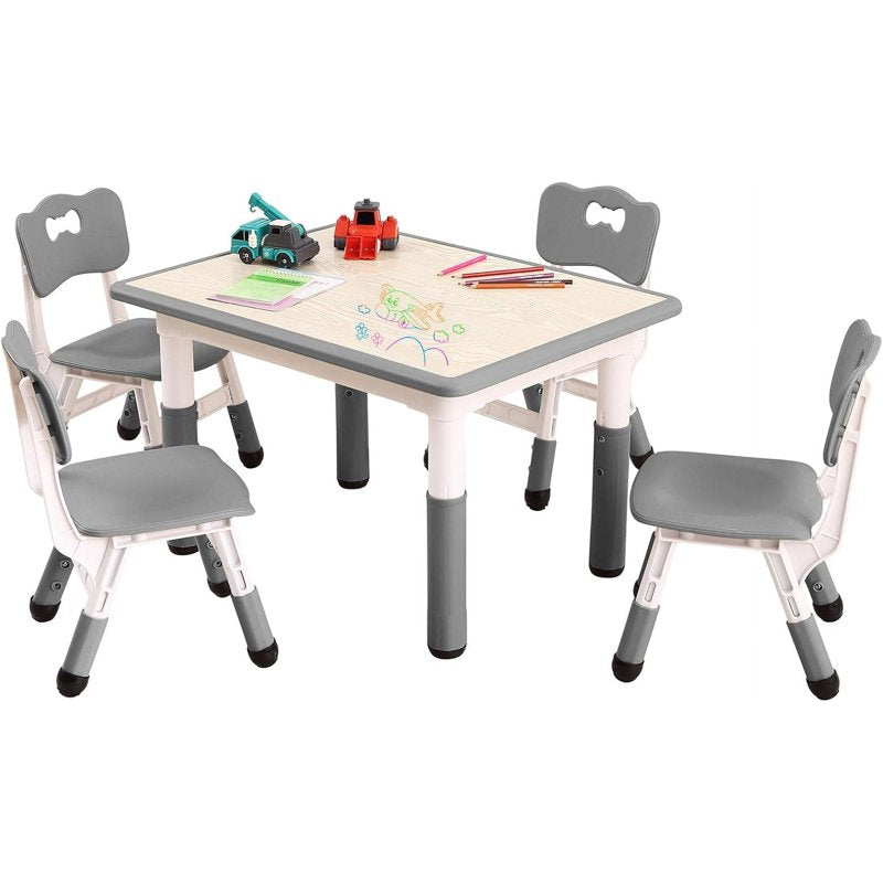 Kids Adjustable Table and Chair Set for Learning & Play - Graffiti Desktop, Non-Slip Legs
