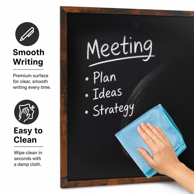 Magnetic Wall Chalkboard with Rustic Wood Frame, 36 x 24 Inches