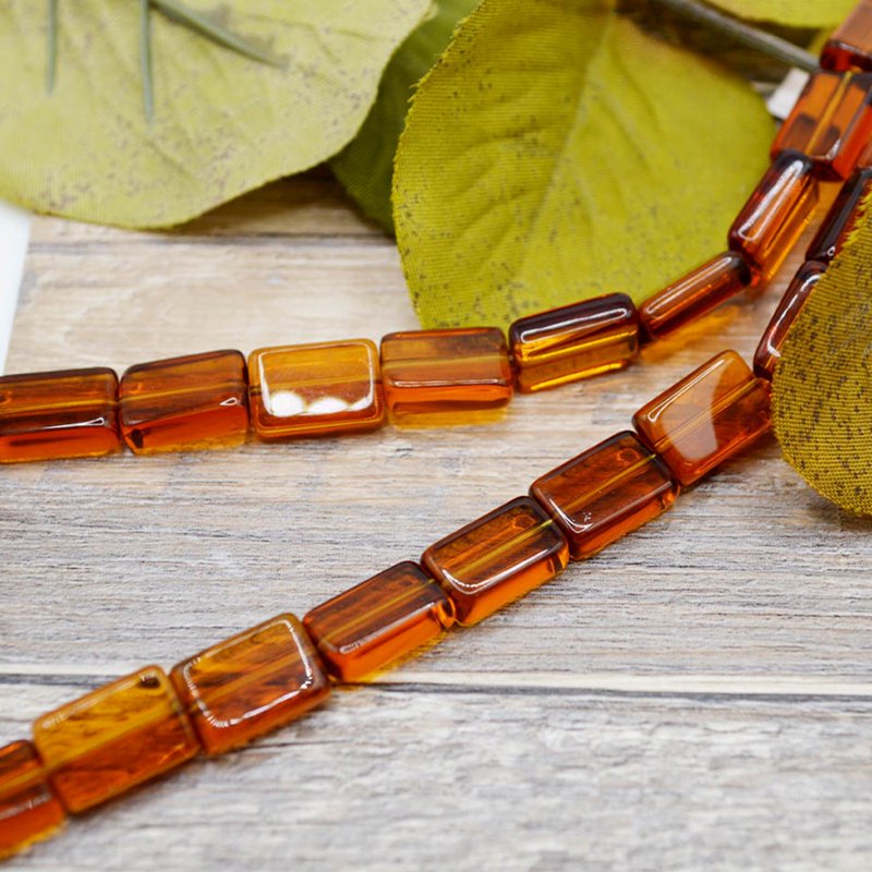 Glass Rectangle Bead Strand for Jewelry Making - Brown, 1 Piece