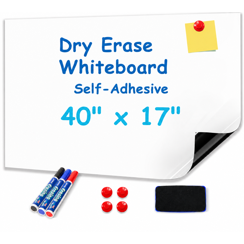 Magnetic Wall Decal Whiteboard - Matte Finish, Removable & Reusable, 40x17.3 Inches