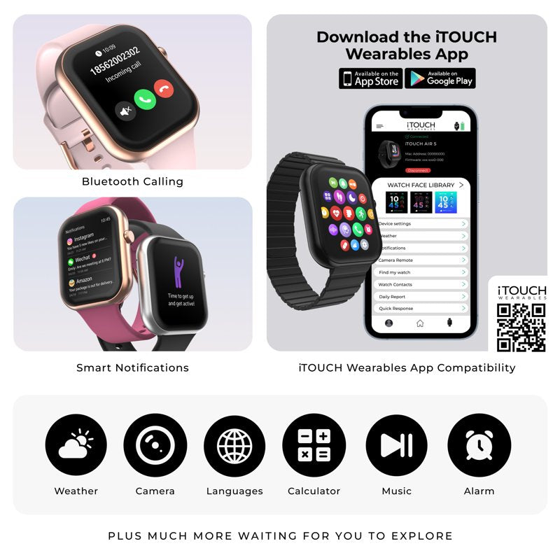 Smartwatch with 1.85” AMOLED Display Bluetooth Calling IP68 Waterproof for Android & iPhone