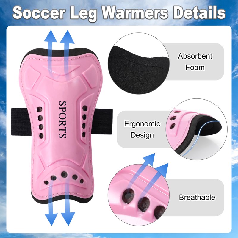 Kids Soccer Shin Guards Set with 3 Socks - Adjustable Lightweight Protective Gear (Black, White, Pink) - Ages 6-14