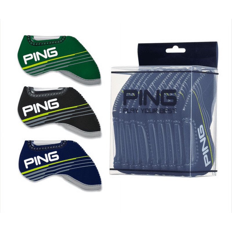 Golf Iron Head Cover Set 9pcs Neoprene with Durable Cushioning - Black, Green, Navy