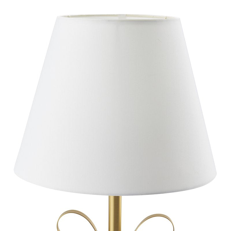 Gold Metal Bow Table Lamp with White Shade - 24 Inch Modern Farmhouse Decor