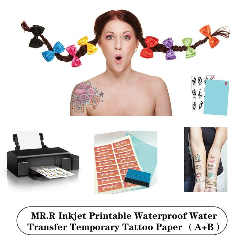 Water Transfer Paper for Temporary Body Tattoos Nail Art A4 Size 10 Sheets