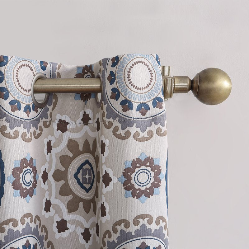 Blackout Curtain Panel with Grommets - Global Medallion Print, Energy Efficient, Noise Reducing, 95 Inch