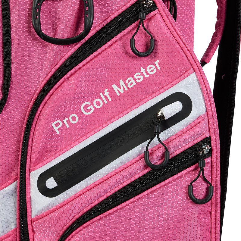 PGM Women's Golf Cart Bag 14-Way Organizer Silent Top Waterproof - Pink