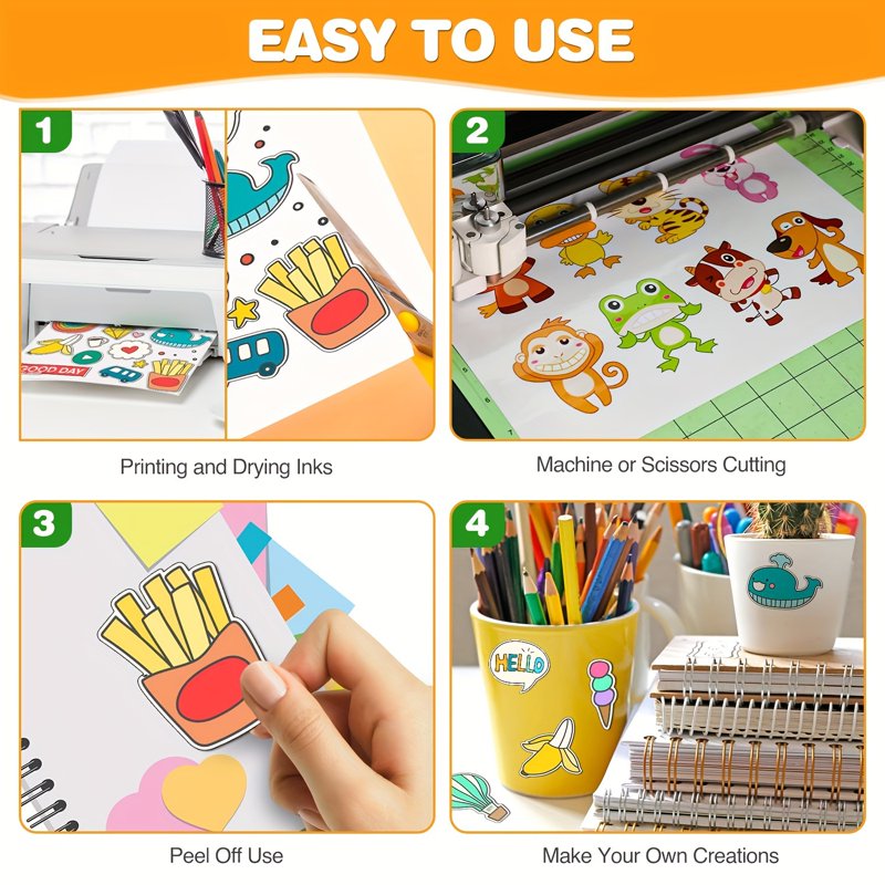 Printable Vinyl Sticker Paper for Inkjet & Laser Printers Waterproof 60 Sheets