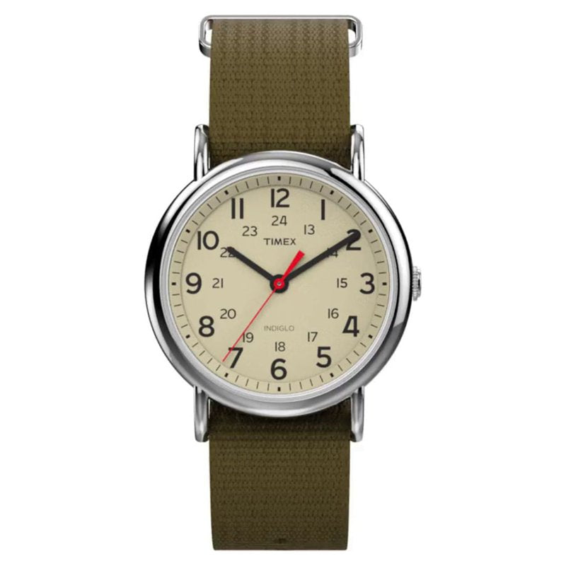 Unisex Casual Watch with Fabric Slip-Thru Strap 38mm Water-Resistant