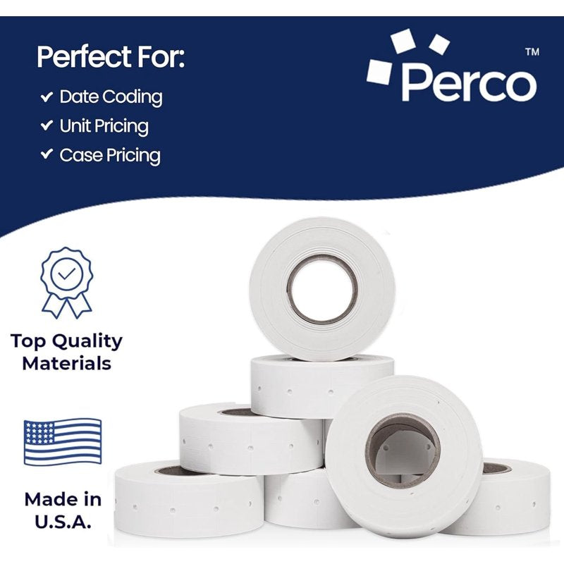 White Price and Date Gun Labels for Perco 2 Line Pricing Guns - 6,000 Labels