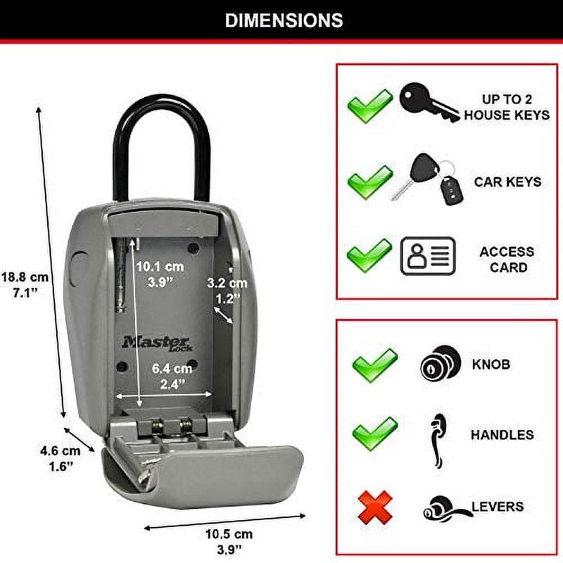 Heavy Duty Key Lock Box with Combination Lock - Portable Zinc Security Safe