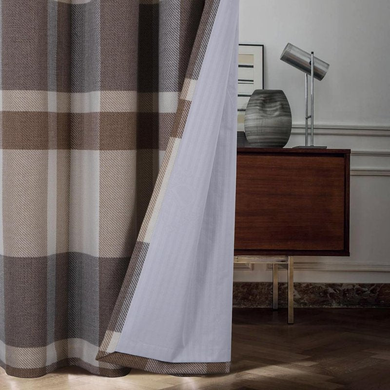 Blackout Plaid Curtains for Bedroom & Living Room - Thermal Grommet Drapes