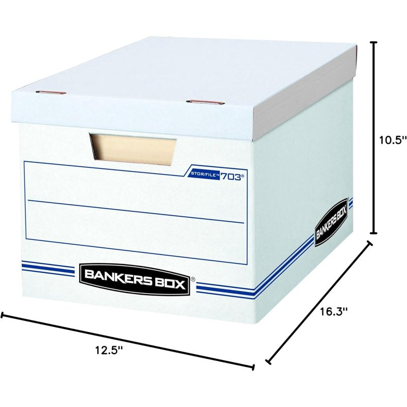 Stackable File Storage Boxes with Lift-Off Lid - White 6 Pack