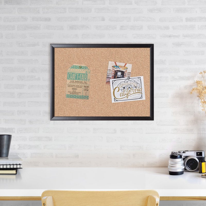 18x24 Inch Cork Bulletin Board with Black MDF Frame - Office & Home Use