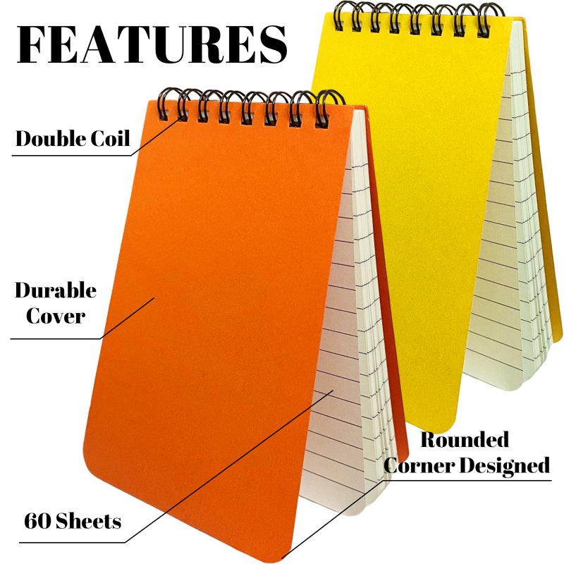 Mini Pocket Spiral Notebooks Set of 24 - 3x5 Inch, Lined, Colorful
