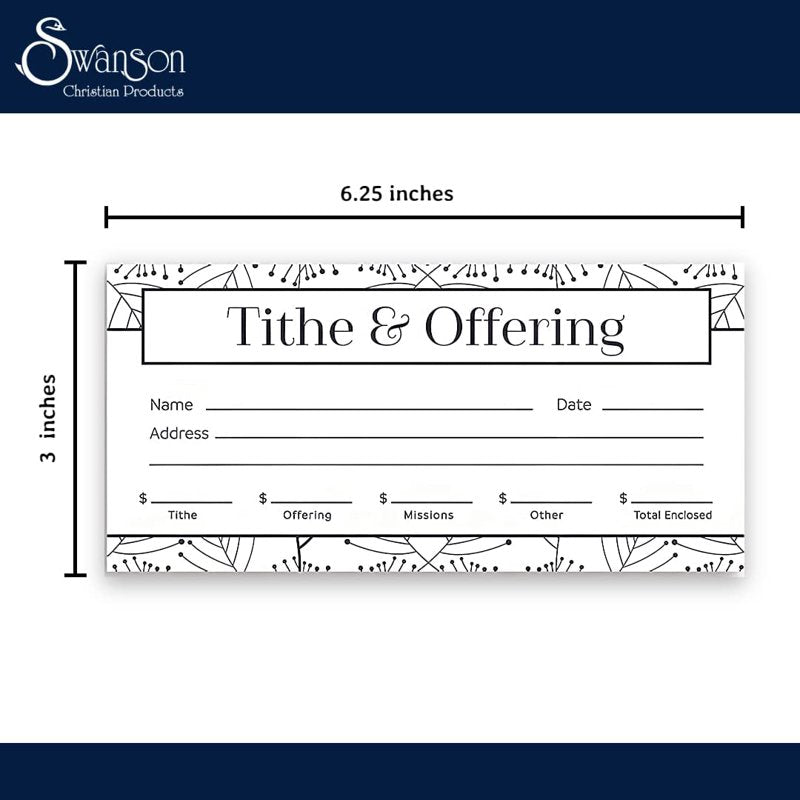 Offering Envelopes for Tithes and Donations - Pack of 100, 3x6.25 Inches