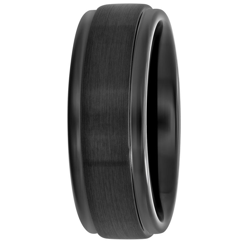Men's Black Tungsten Wedding Band 8MM Satin Comfort Fit Ring