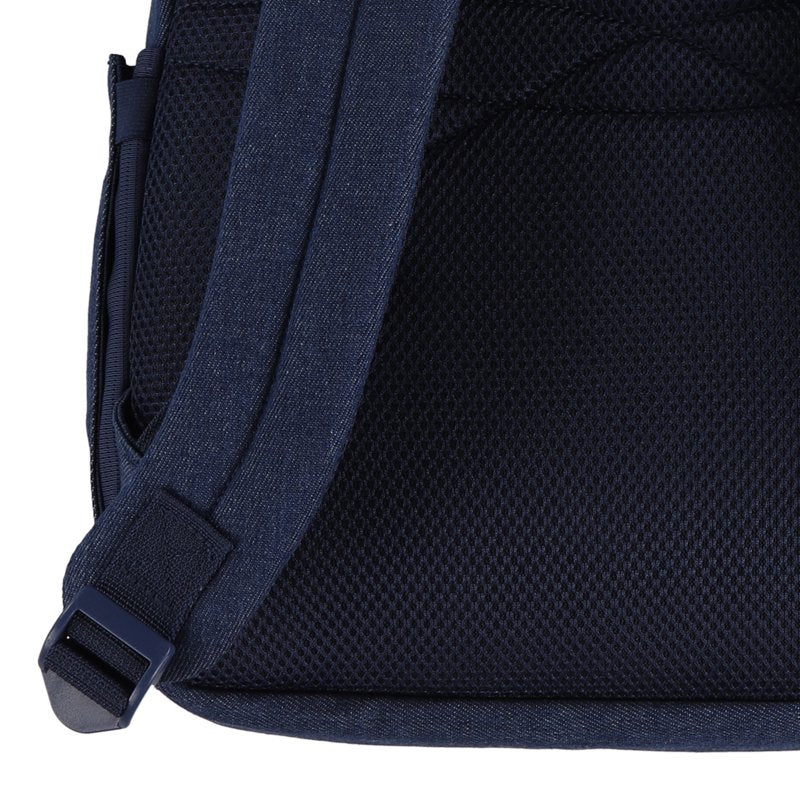 Unisex 17-Inch Denim Backpack with Colorblock Design for School & Travel