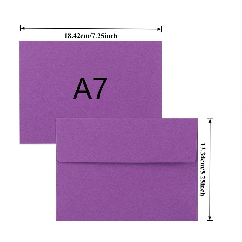Multicolor Self-Sealing A7 Envelopes for Invitations & Cards, 100 Pack