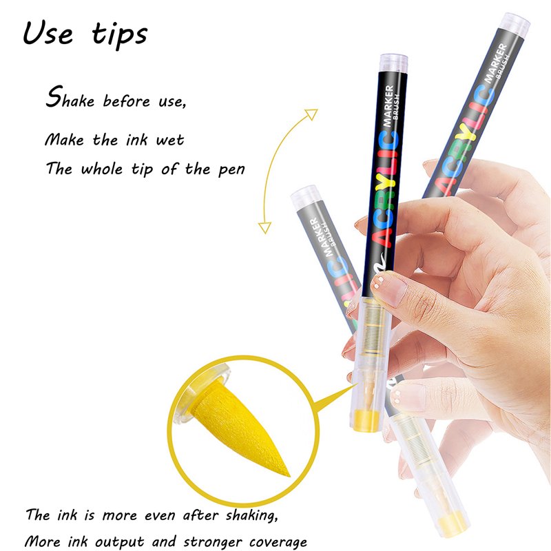 Waterproof Acrylic Paint Markers - 12 Colors for Glass, Ceramic, Canvas, Metal