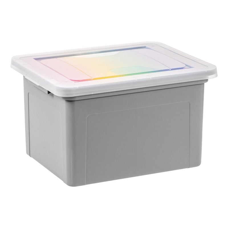 Plastic Storage File Box with Snap-Tight Lid - Legal & Letter Size, Gray 18"