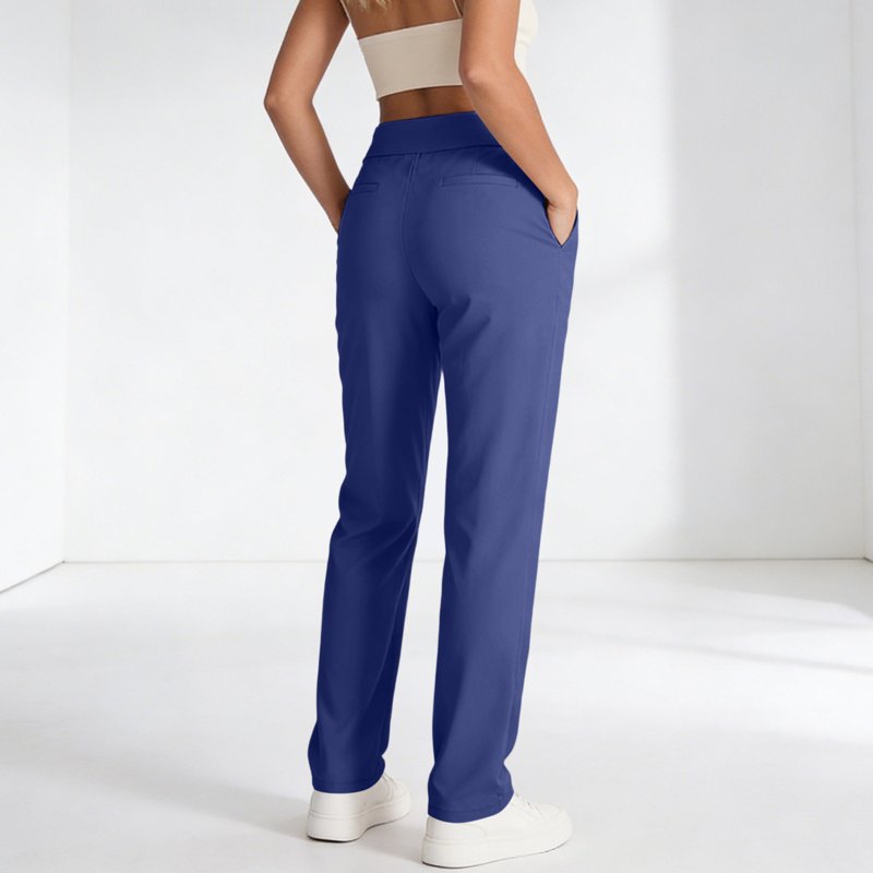 Women’s Elastic High Waist Pull-On Yoga Pants with Pockets - Casual & Athletic Fit