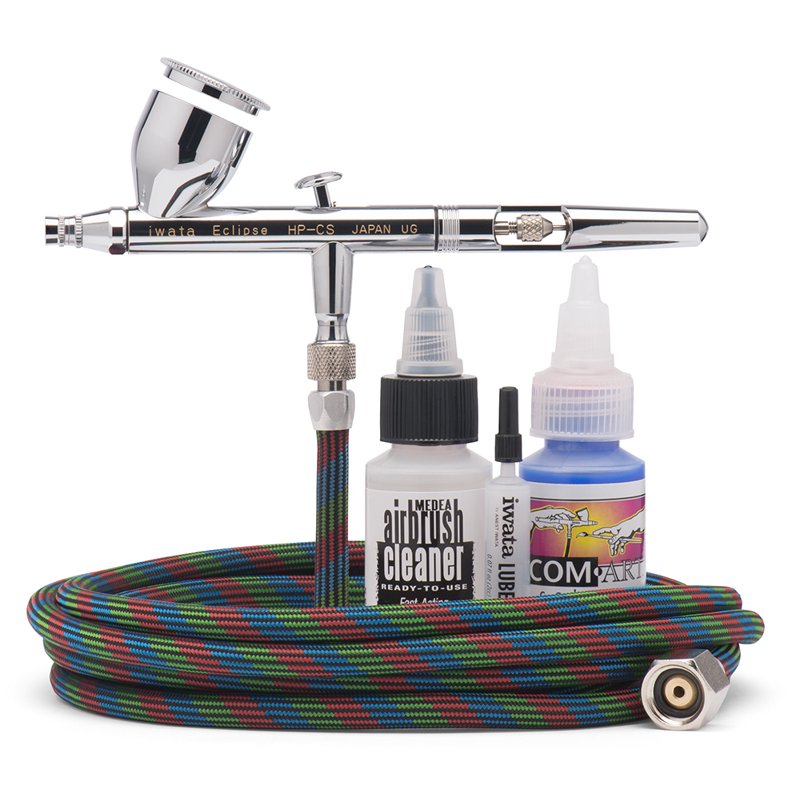 Iwata Eclipse HP-CS Airbrush Set with Hose Cleaner and Paint - Versatile Creative Tool