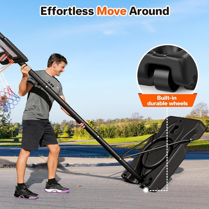 Adjustable Outdoor Basketball Hoop 10FT with 44-Inch Backboard Portable for Kids & Adults