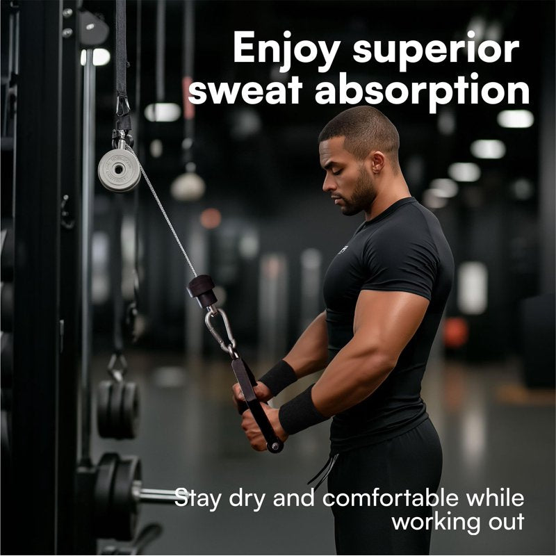 Absorbent Wrist Sweatbands for Sports & Fitness - 6 Pack Moisture-Wicking Gym Bands