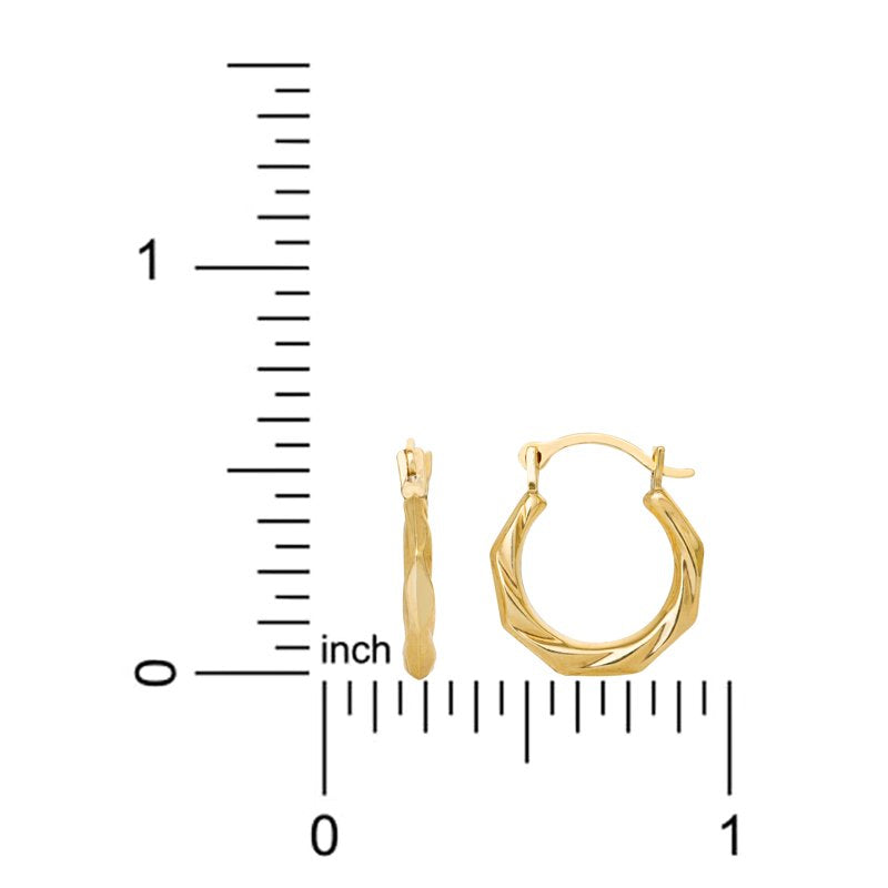 Girls 14K Yellow Gold Ribbed Hoop Earrings - Gift-Ready Jewelry for Young Girls