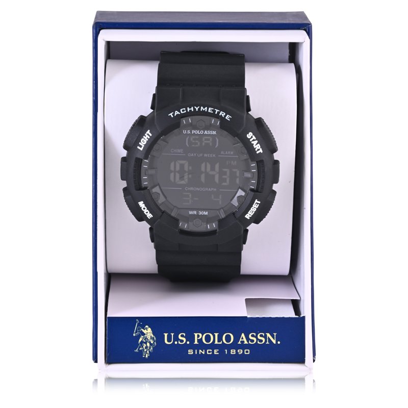 Men's Digital Tachymeter Watch - Black Quartz Sport Watch for Men