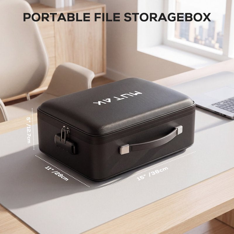 Fireproof Document Safe Box with Lock Waterproof Hard Shell for Important Documents and Laptops