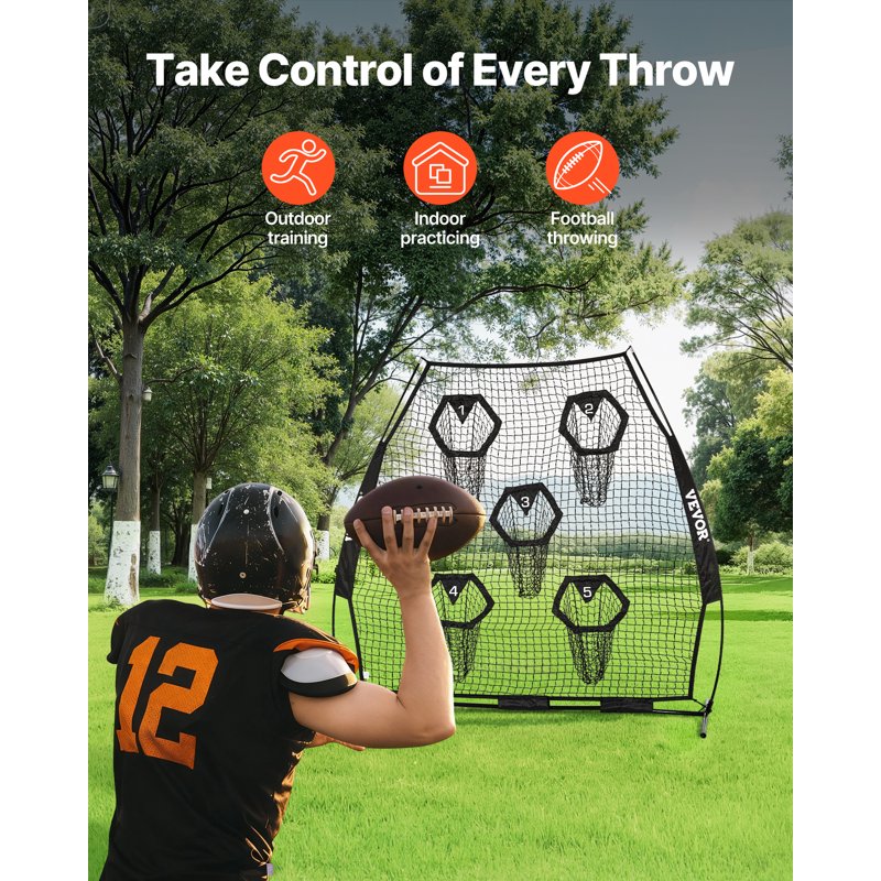 Football Throwing Net with Target Pockets - Portable Training Equipment for Accuracy