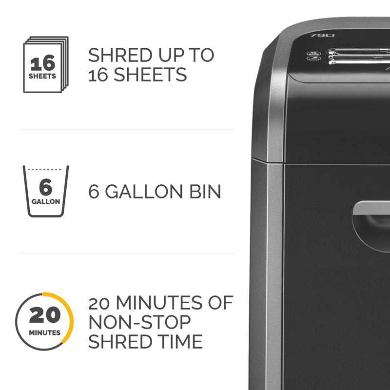 Jam-Proof Cross-Cut Paper Shredder 16-Sheet Capacity with Safety & Quiet Features