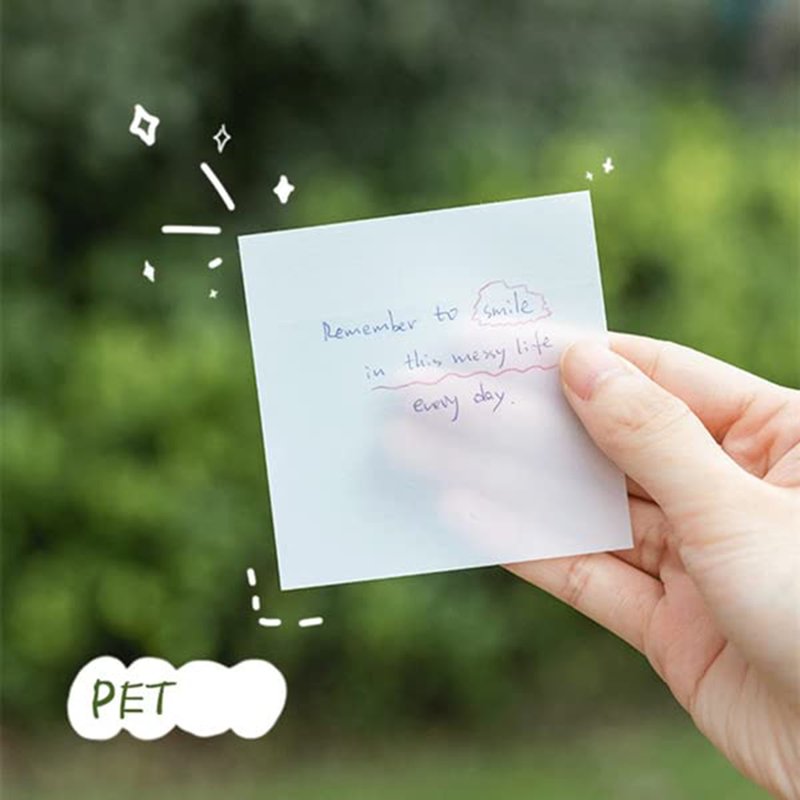 6 Pack Transparent Sticky Notes - Waterproof 3x3 Inches Clear Translucent Sheets
