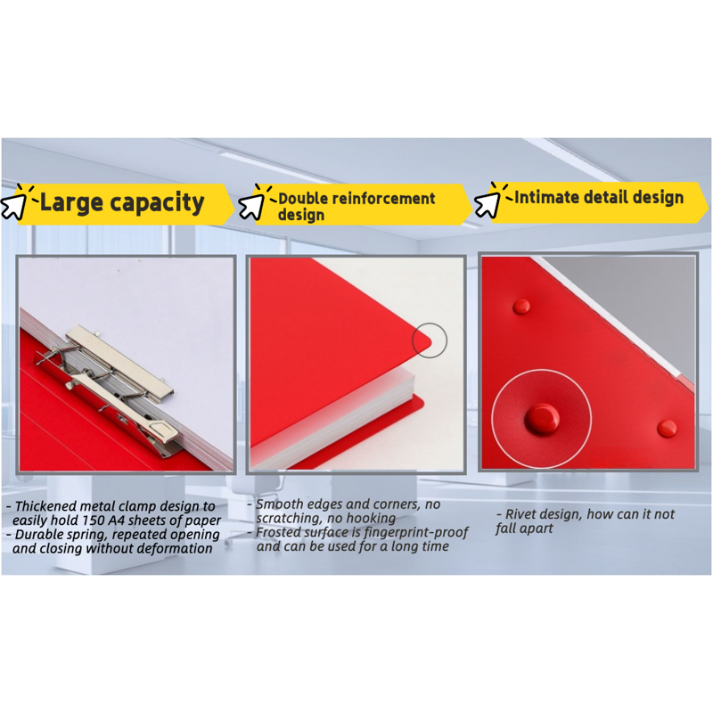 A4 Double Clip File Folders Pack of 6 - Punchless Report Covers for Office & Documents