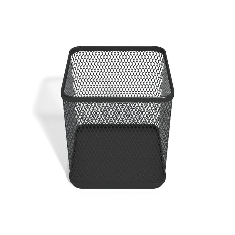Stackable Wire Mesh Pencil Holder - Black Office Desk Organizer 3 Pack