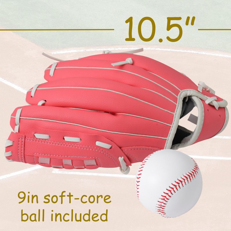 Left Handed Baseball Glove for Youth T-Ball & Softball - Entry Level, 10.5in Pink
