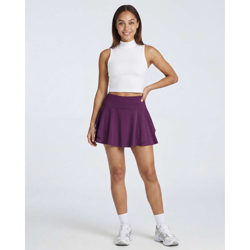 Women's 14-Inch Layered Ruffle Tennis Skort Set - Moisture-Wicking Athletic Skirts with Pockets