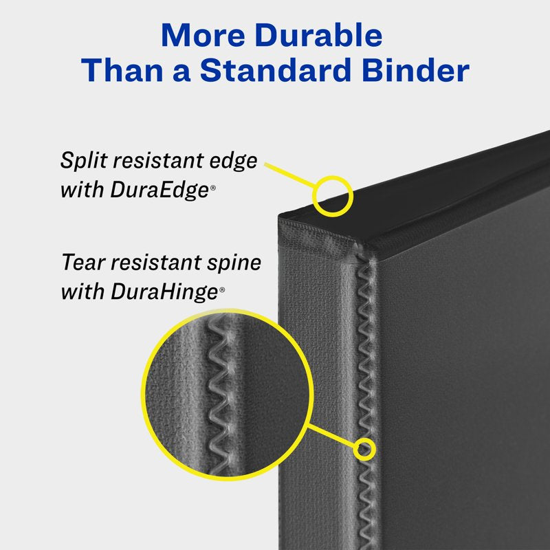 Durable View Binders with 1 Inch Rings - Black, 275 Sheet Capacity