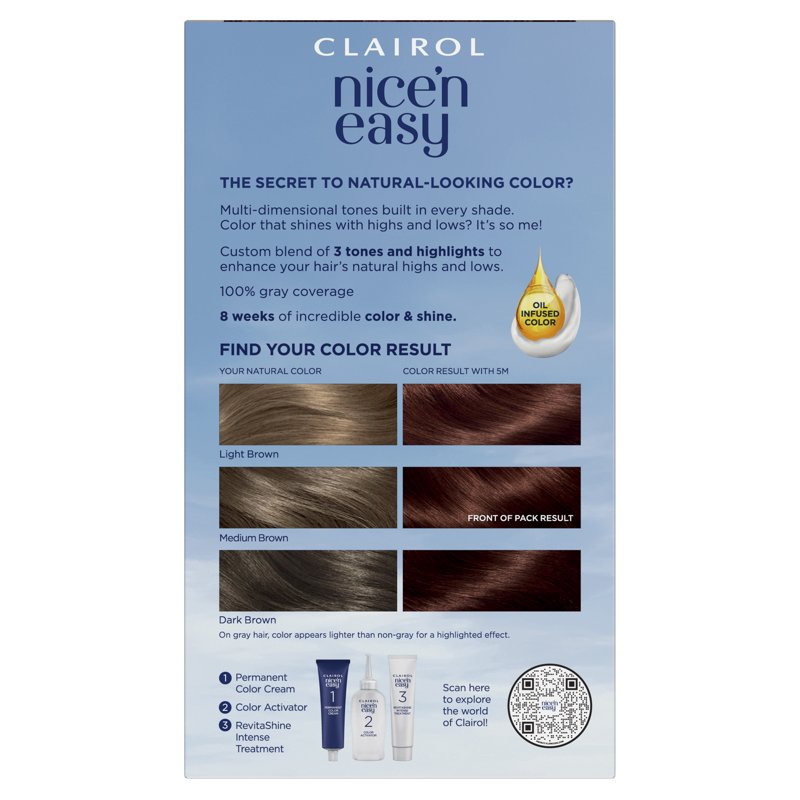 Permanent Hair Color Cream - Medium Mahogany Brown, Covers Gray & Highlights