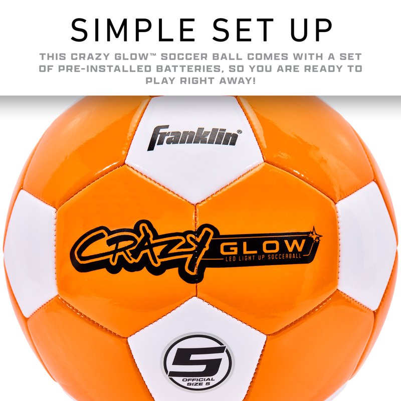 Glow in the Dark Soccer Ball - Official Size 5 with Impact-Activated LED Lights for Indoor & Outdoor Play