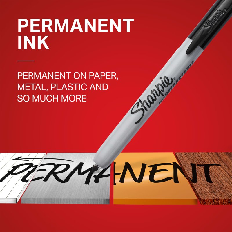 Retractable Permanent Markers - Fine Point, Black, 2 Pack