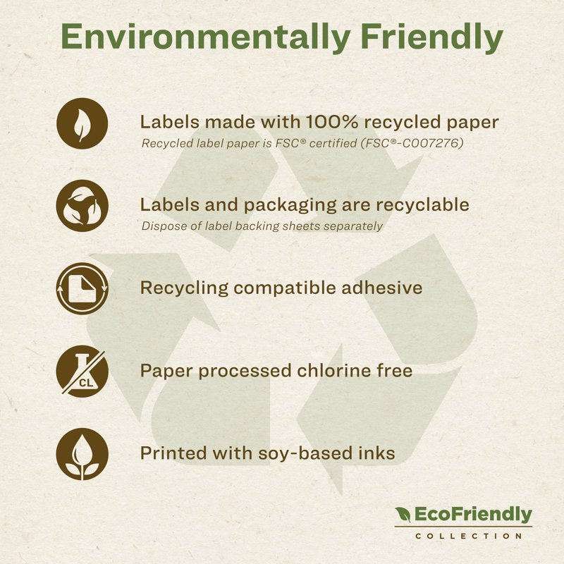 EcoFriendly Address Labels 1x2.63 Inches 750 Count Recycled Stickers