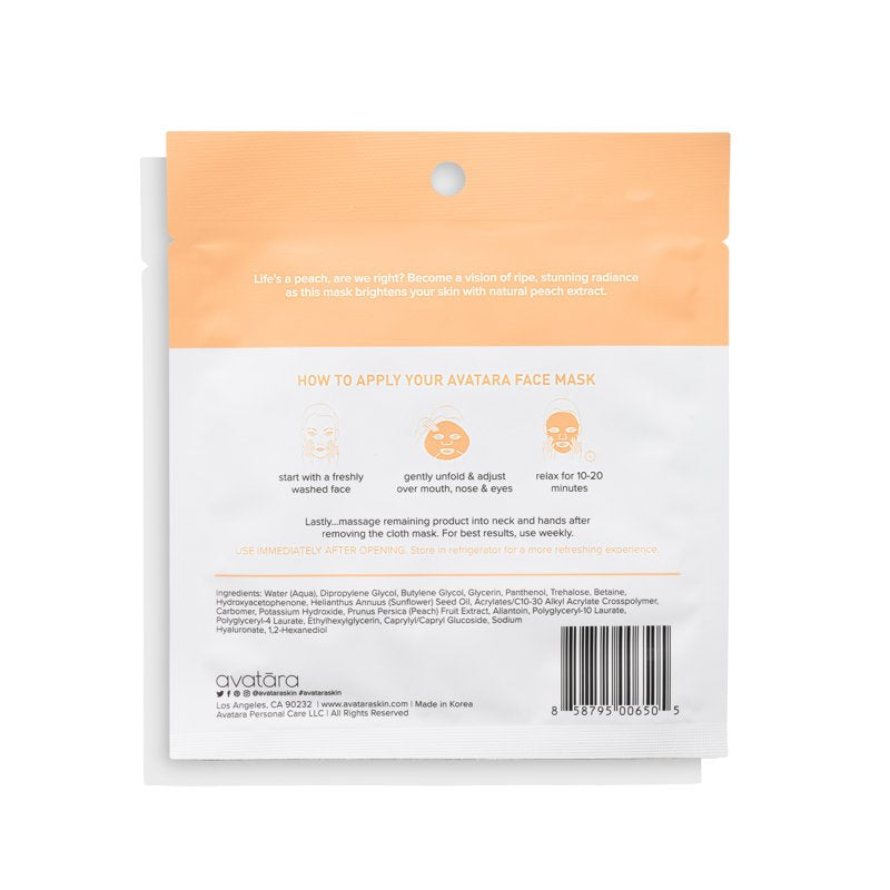 Avatara Juicy Peach Brightening Face Mask for All Skin Types - 3 Pack