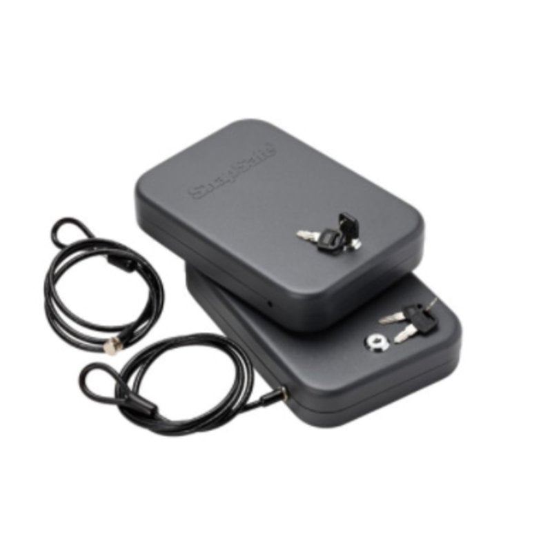 Lock Box Safe with Key Lock 18-Gauge Steel Security Pistol Storage 9.5 x 6.5 x 1.75 Inches Black