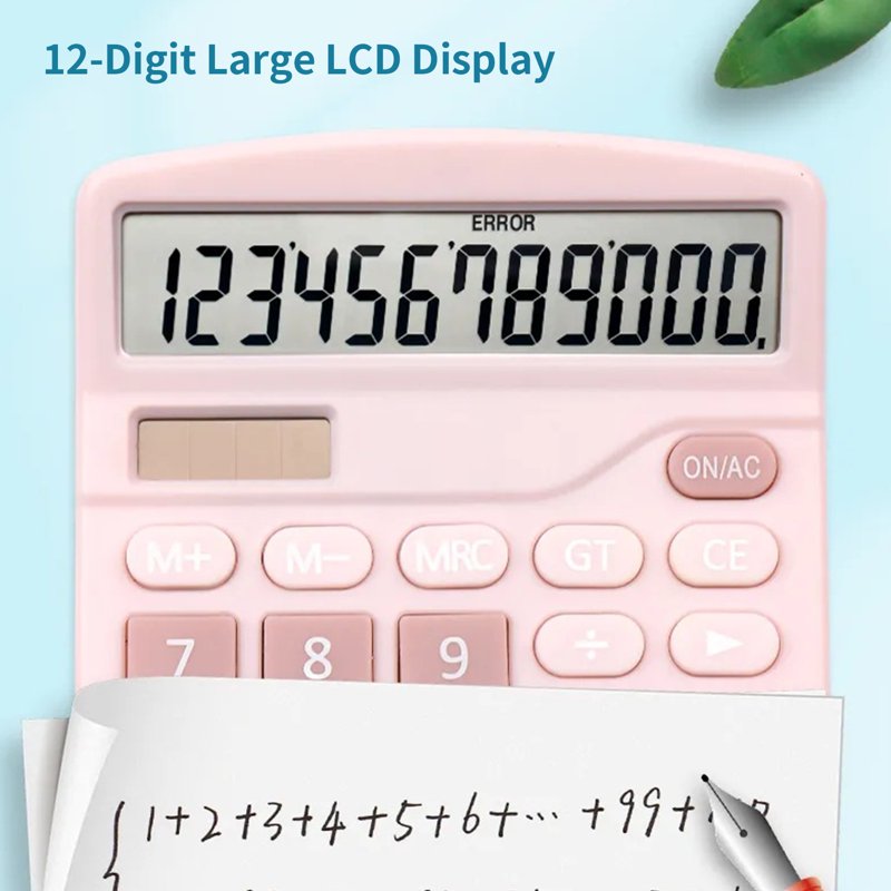 12-Digit Desktop Calculator with Large LCD Display Solar Battery Dual Office Home School