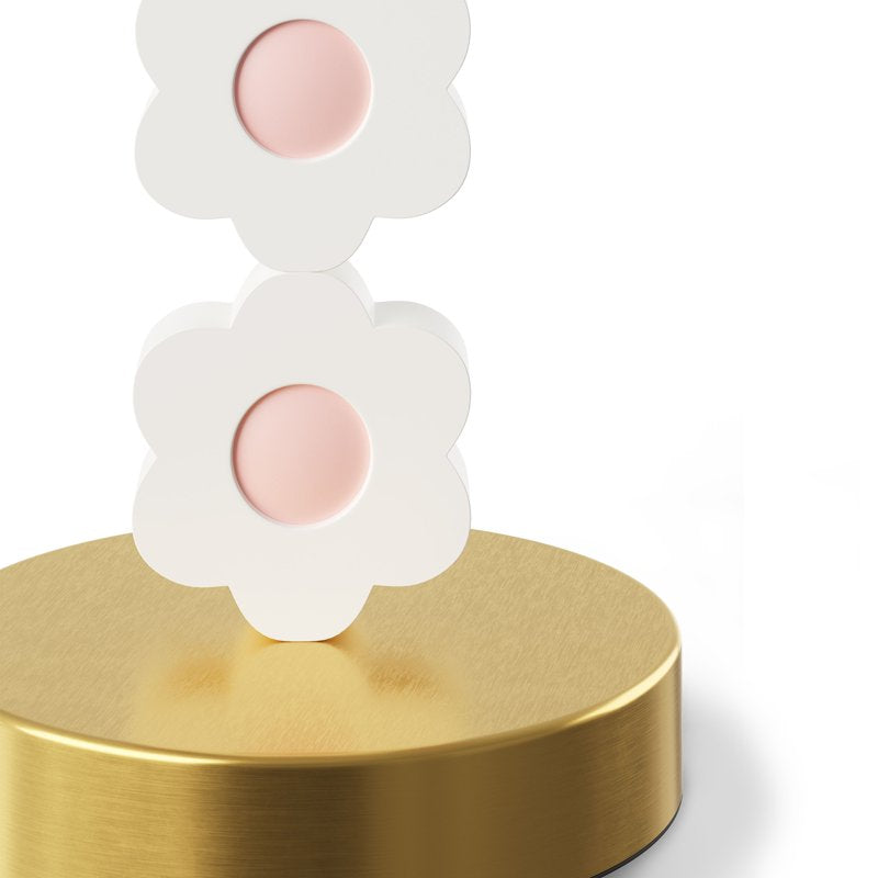 Kids Daisy Table Lamp - 16 Inch Antique Brass with White Scalloped Shade