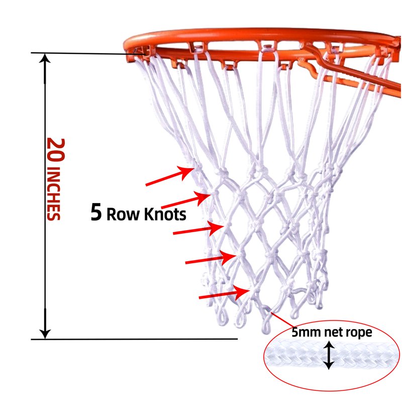 Heavy Duty 2 Pack Basketball Nets Replacement Outdoor Indoor White 20 Inch